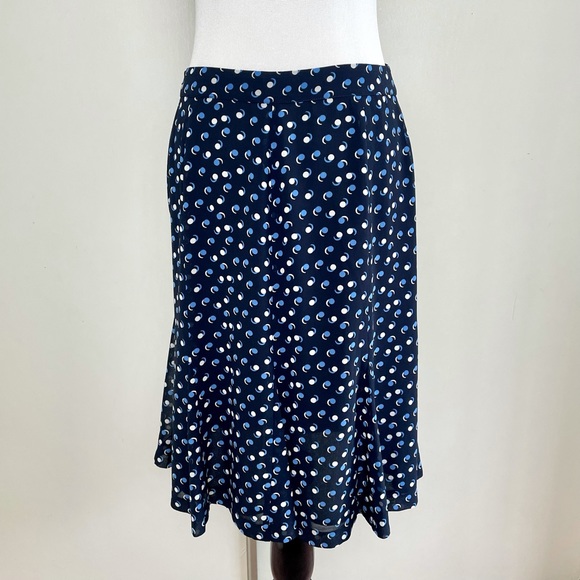 Talbots Polka Dot Midi Skirt Size 4 Navy Blue and White - Picture 4 of 10